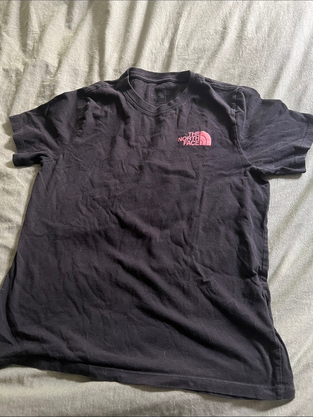 The North Face Black Short Sleeve Tee with Pink Logo